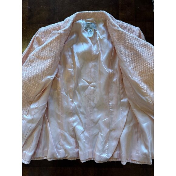 Saks Fifth Avenue Coat Women 6 Pink Tweed Collared Button Front Blazer Retro - Picture 8 of 8